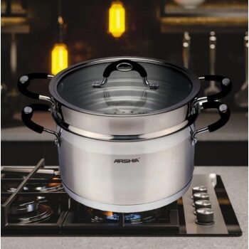 Arshia Stainless Steel Pot with Steamer 24cm